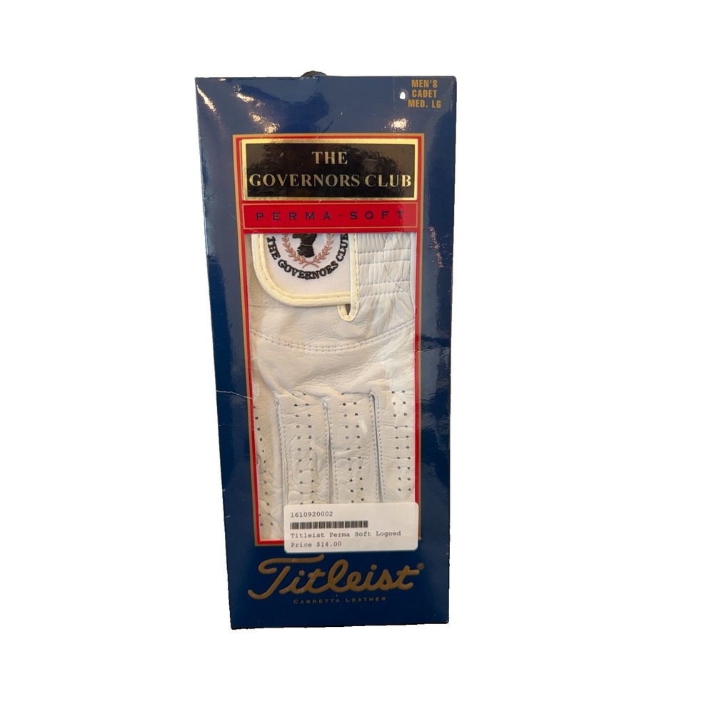 Vintage Titleist Perma-Soft Tour Model Golf Glove White Men Lg Governors Club TN